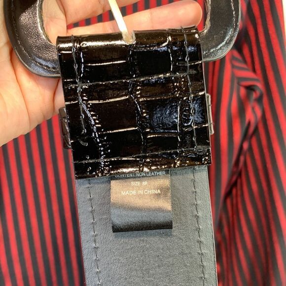 Alfani Red and Black Striped Belted Blouse - Picture 3 of 10